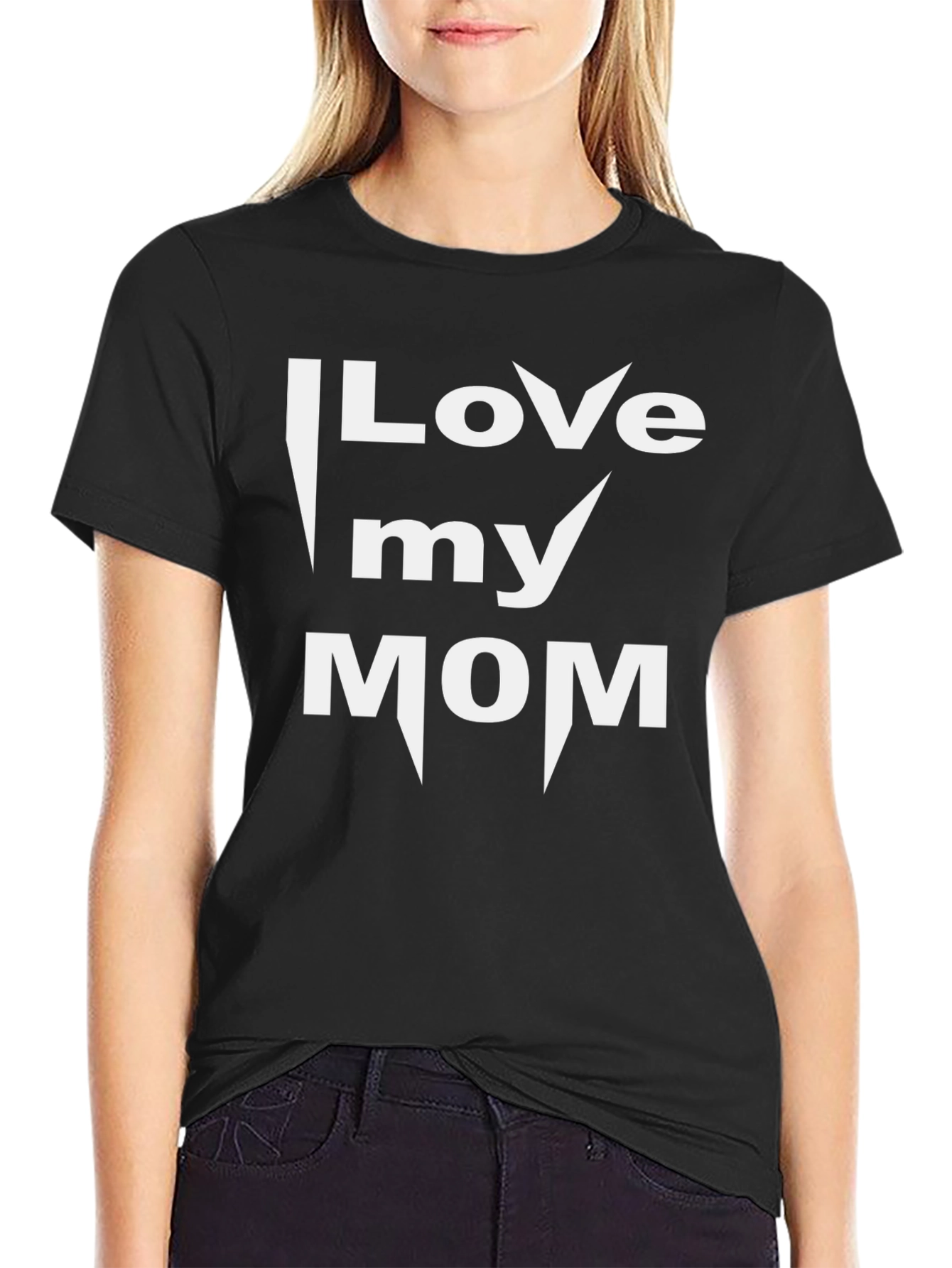 I Love My Mom Graphic T-Shirt - Black