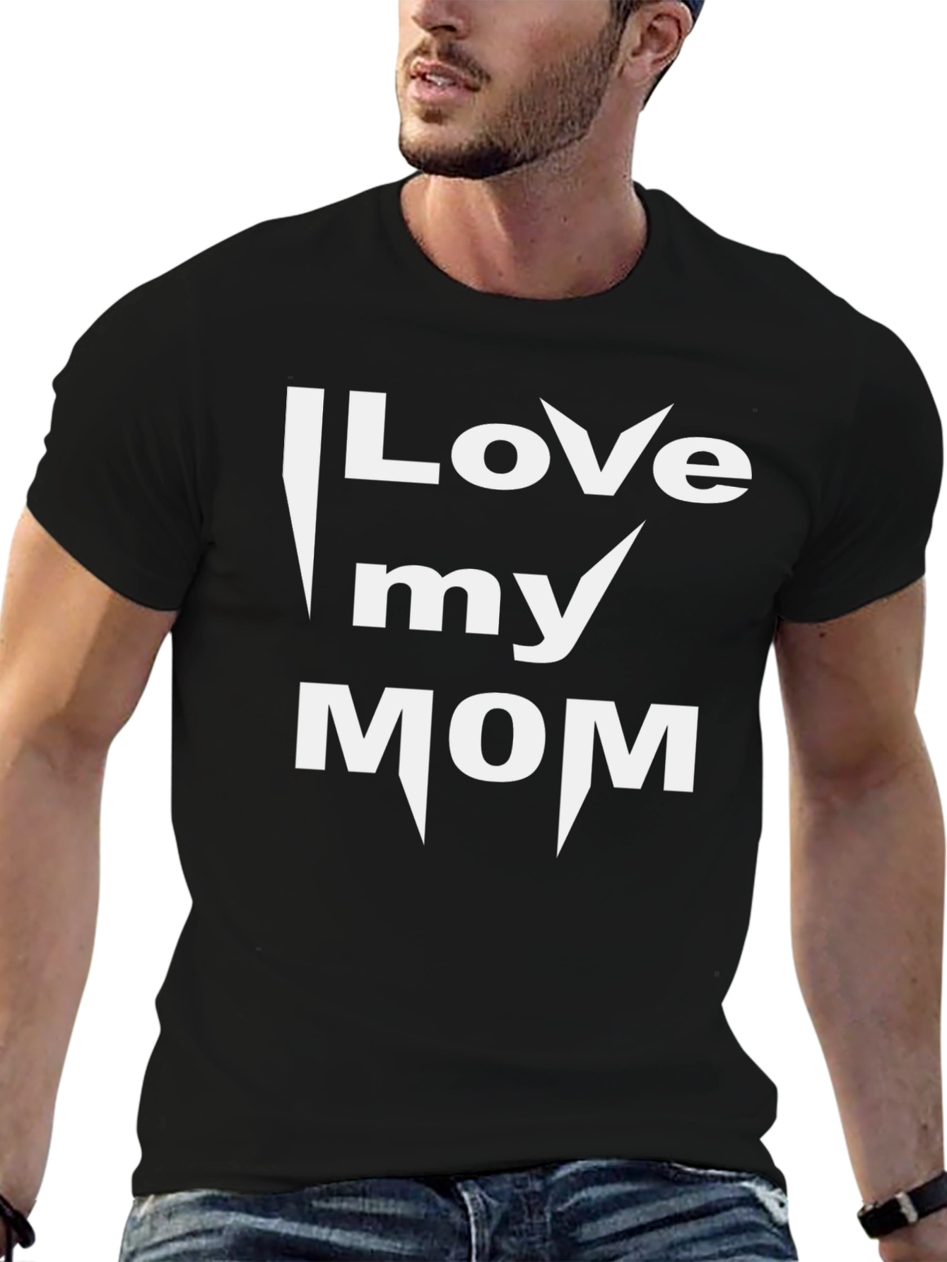 I Love My Mom Graphic T-Shirt - Black