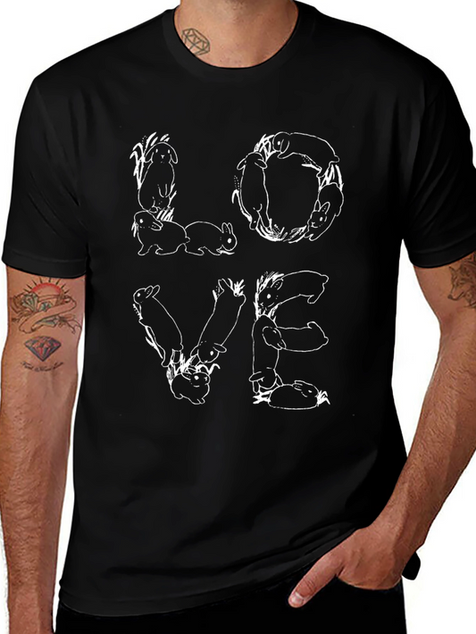 Love Rabbits Graphic T-Shirt - Black