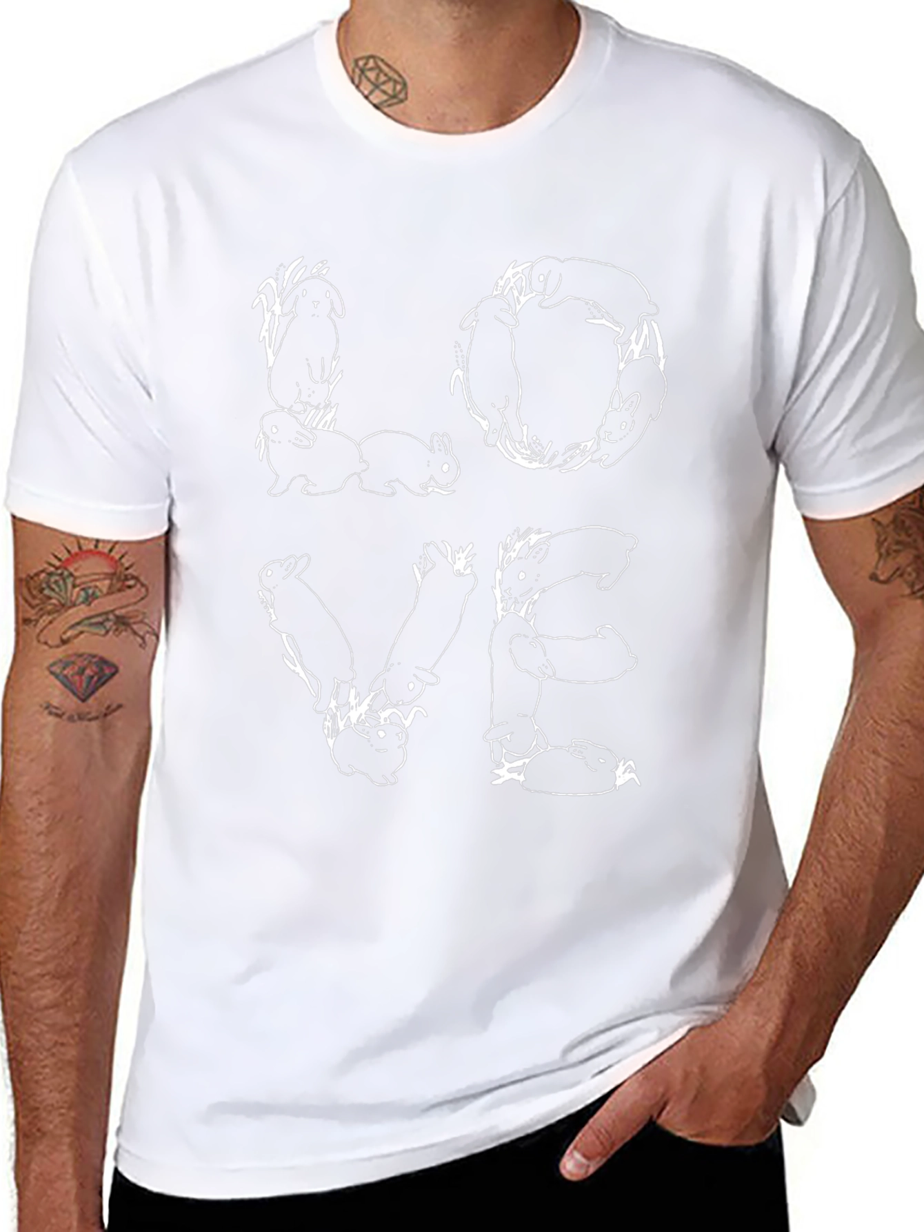 Love Rabbits Graphic T-Shirt - Black