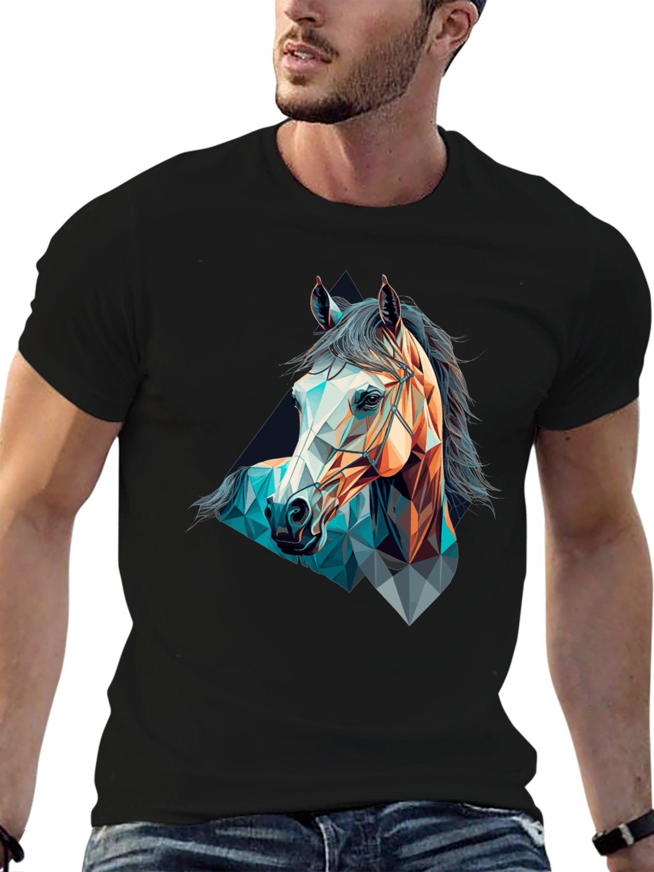 Geometric Horse Graphic T-Shirt