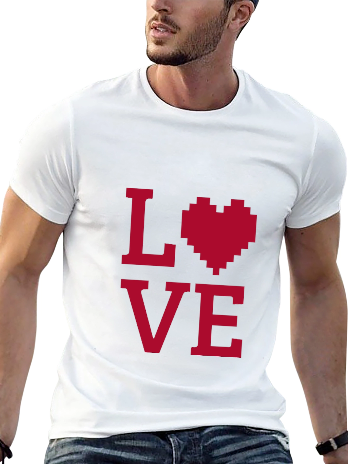 Love Pixel Heart Graphic Tee - Black