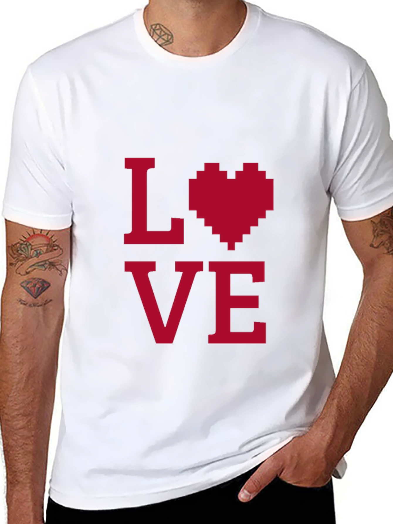 Love Pixel Heart Graphic Tee - Black