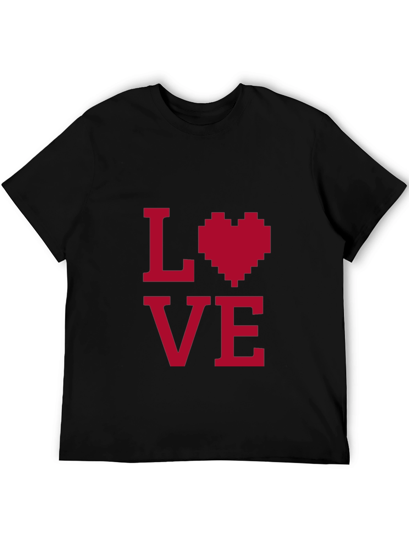 Love Pixel Heart Graphic Tee - Black