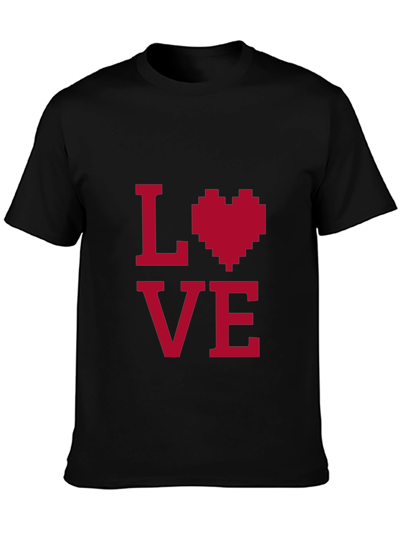 Love Pixel Heart Graphic Tee - Black
