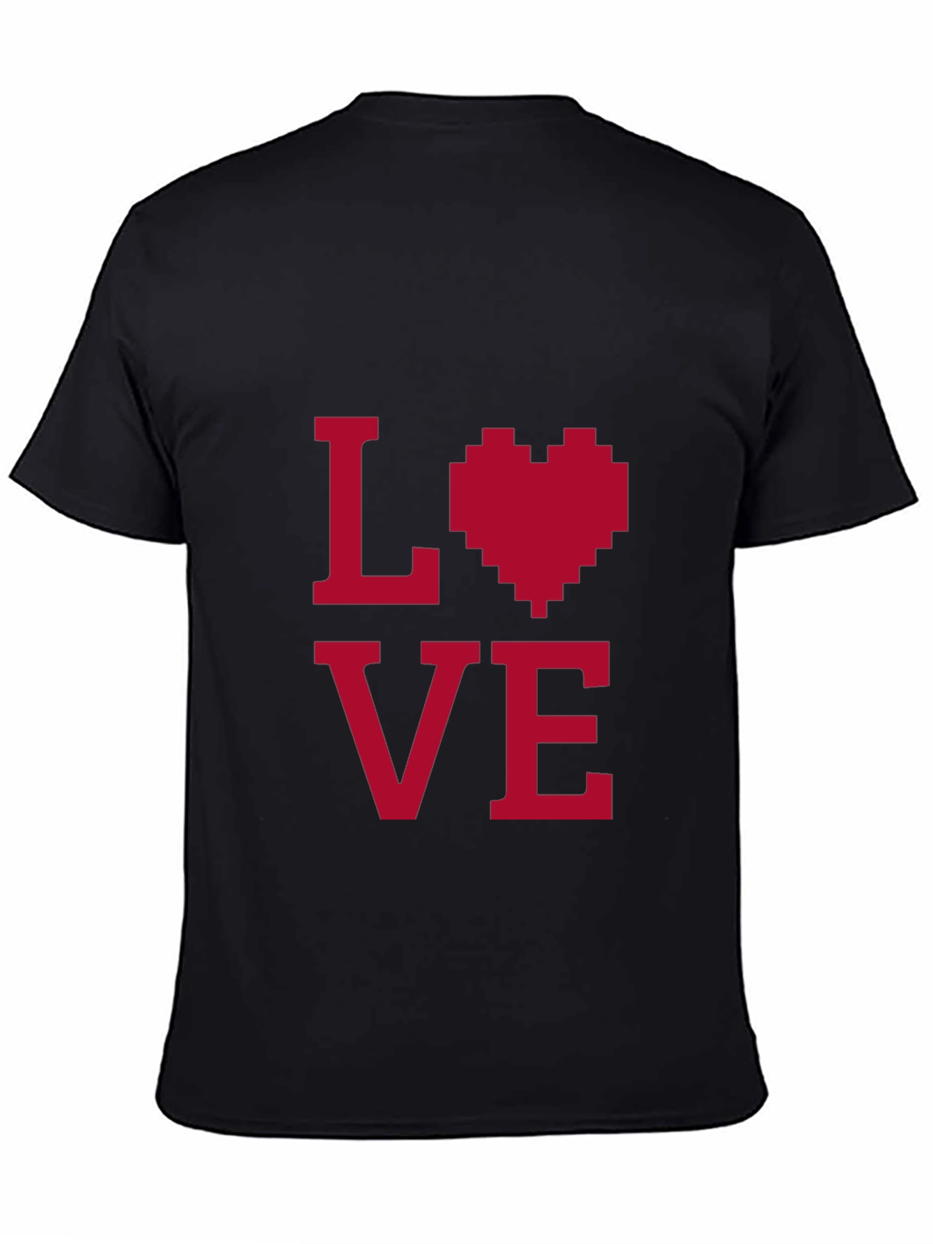 Love Pixel Heart Graphic Tee - Black