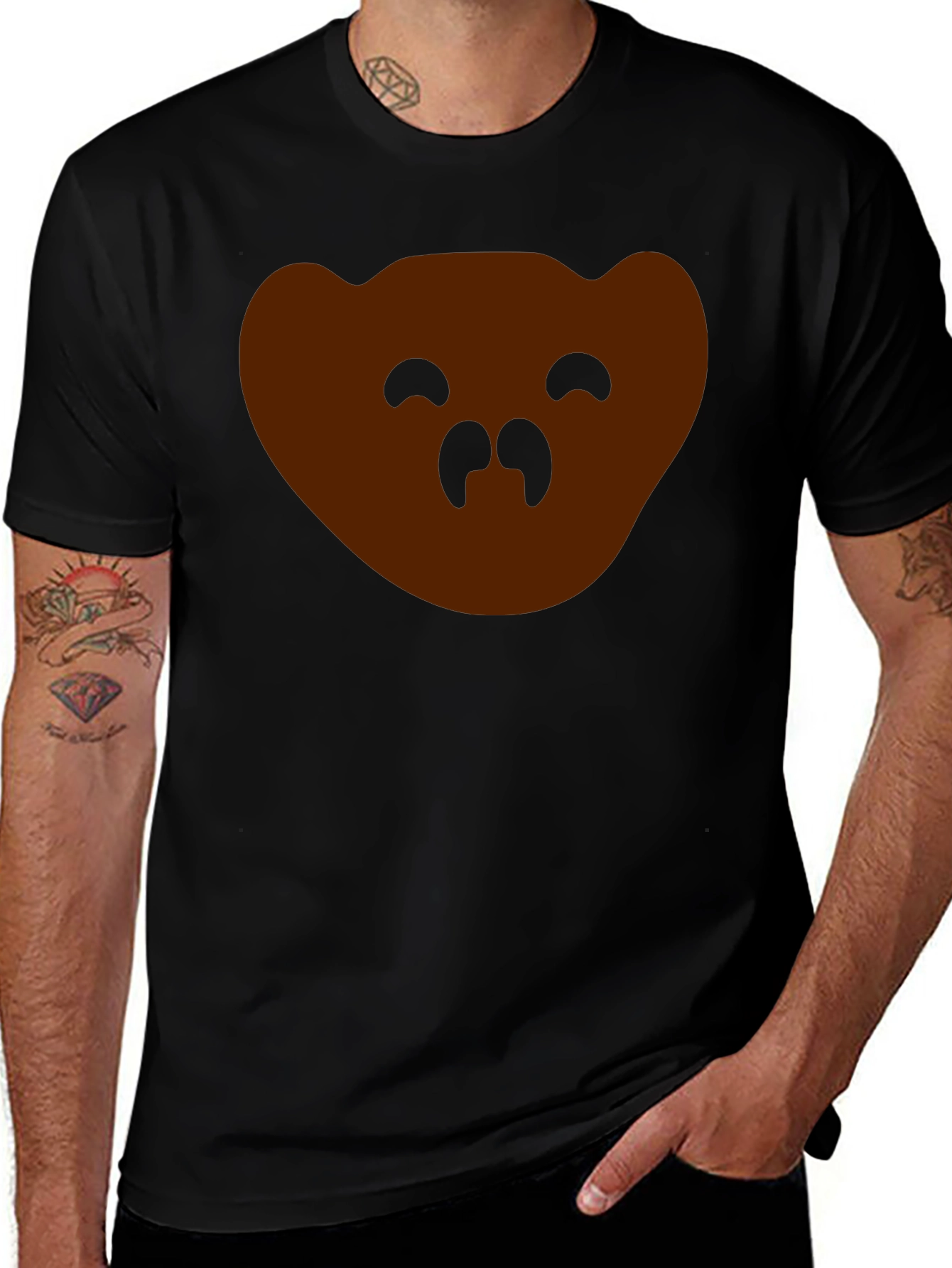 Bear Face Graphic Tee - Mens Black T-Shirt