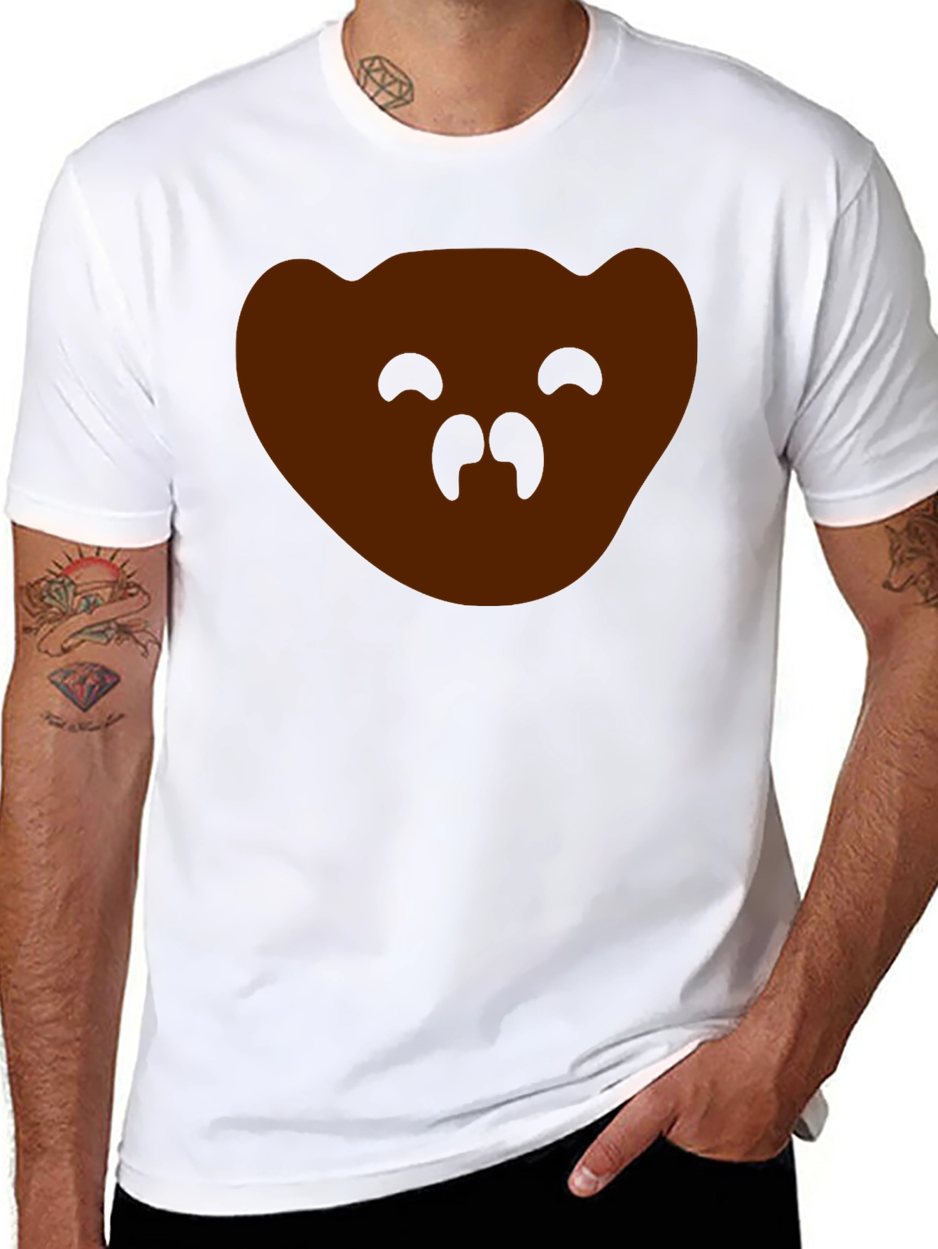 Bear Face Graphic Tee - Mens Black T-Shirt