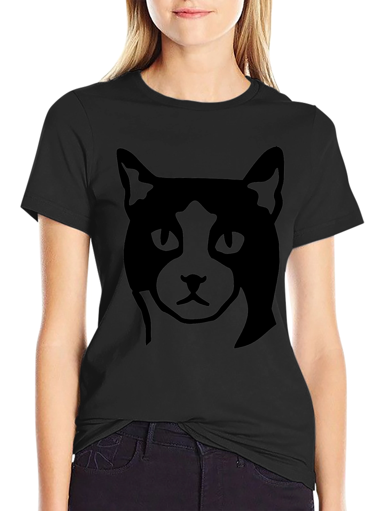 Cool Cat Graphic Tee - Black Cotton Casual Wear