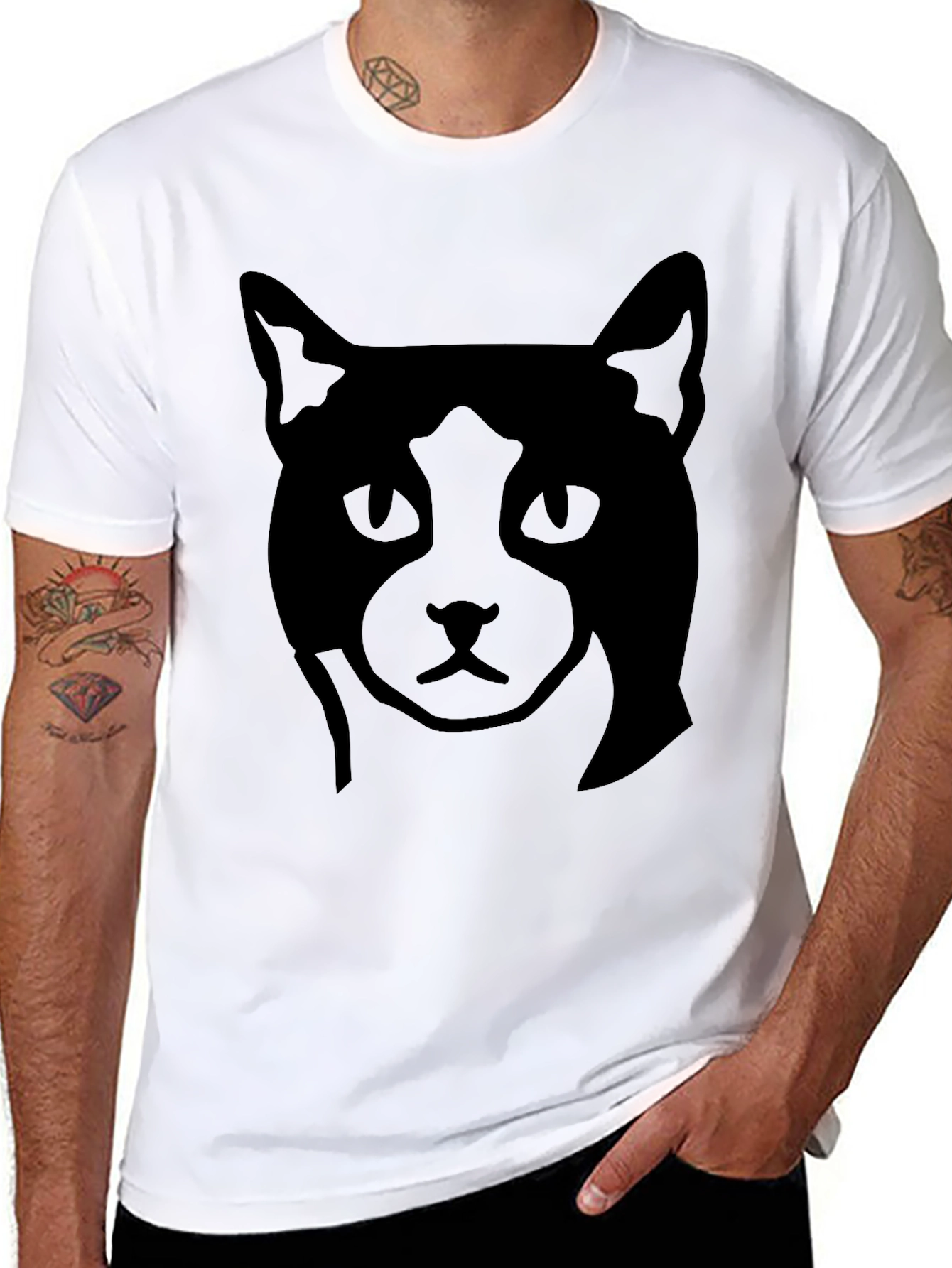 Cool Cat Graphic Tee - Black Cotton Casual Wear