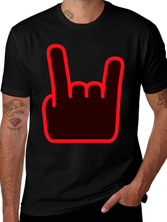 Rock On Hand Sign Black T-Shirt