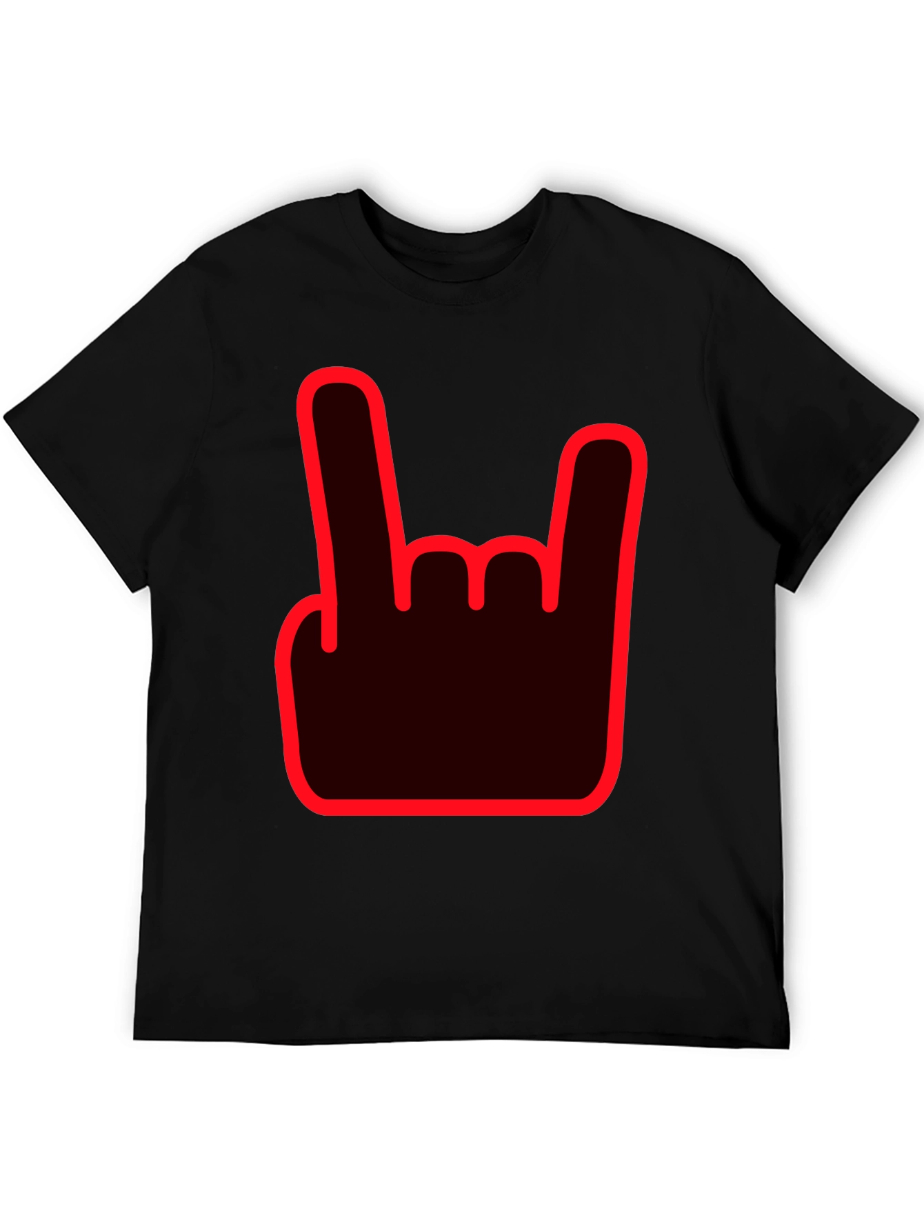 Rock On Hand Sign Black T-Shirt