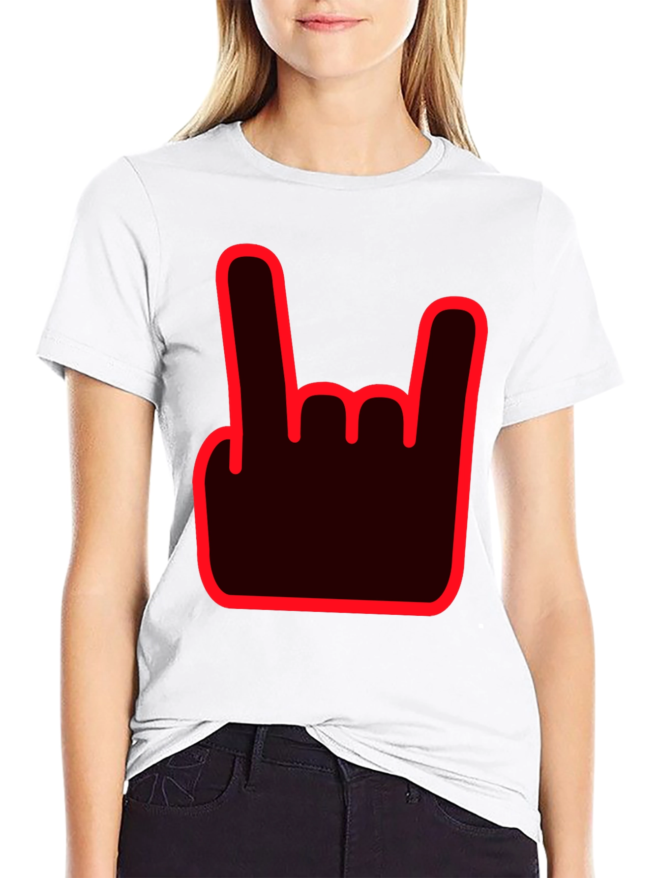 Rock On Hand Sign Black T-Shirt