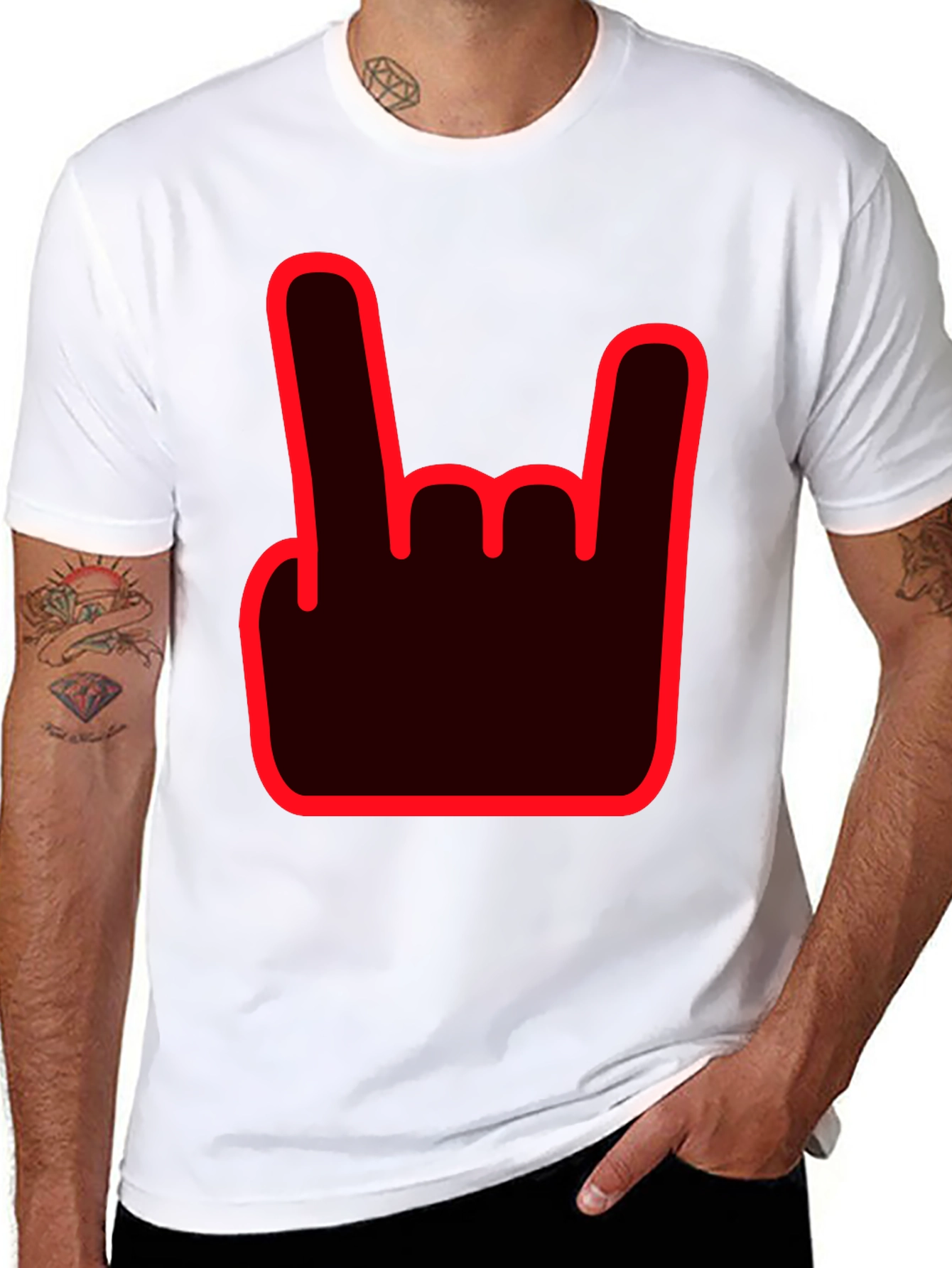 Rock On Hand Sign Black T-Shirt