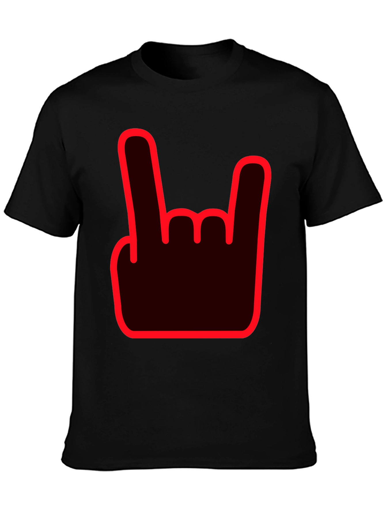 Rock On Hand Sign Black T-Shirt