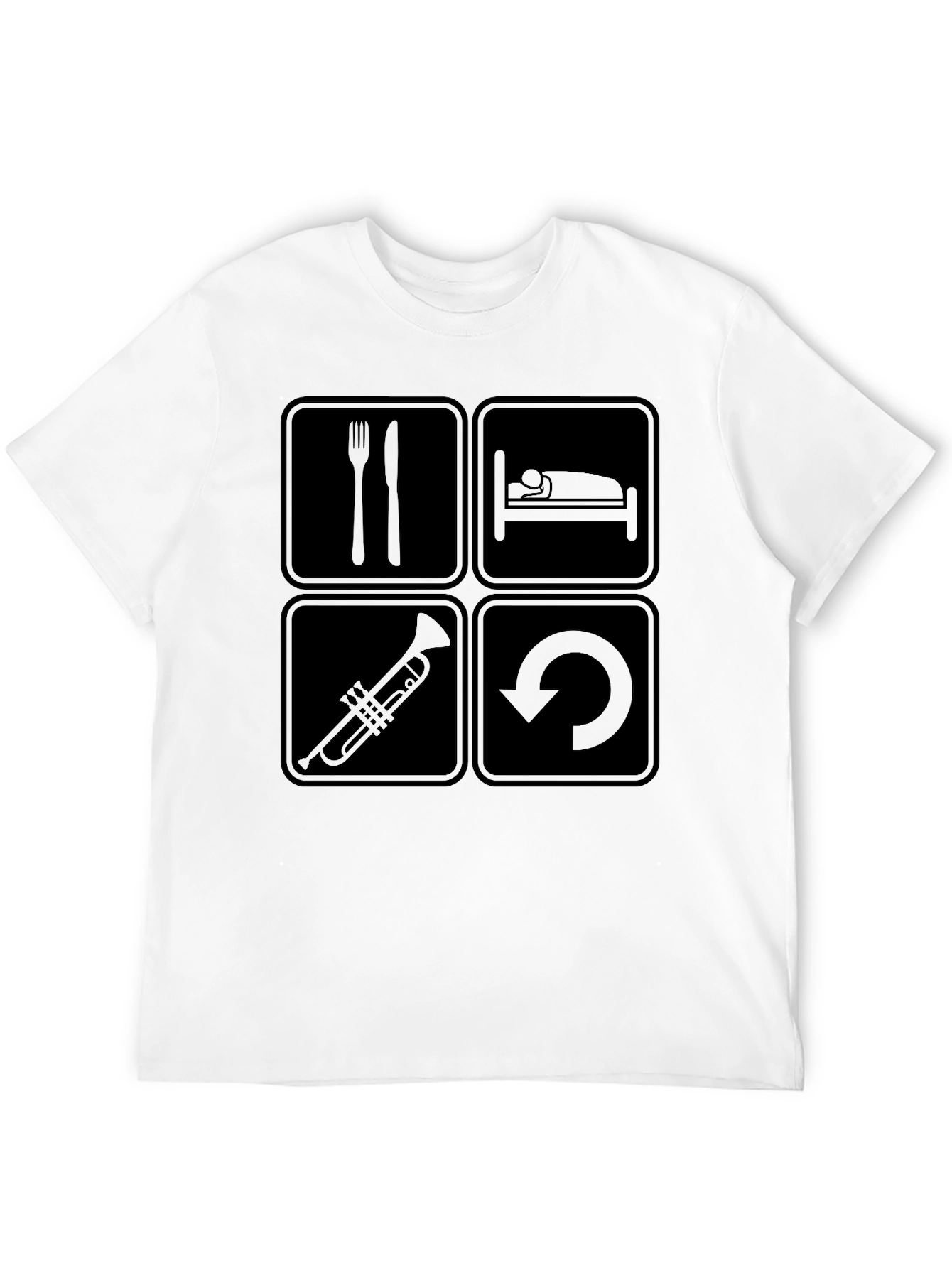 Eat Sleep Trumpet Repeat Black T-Shirt