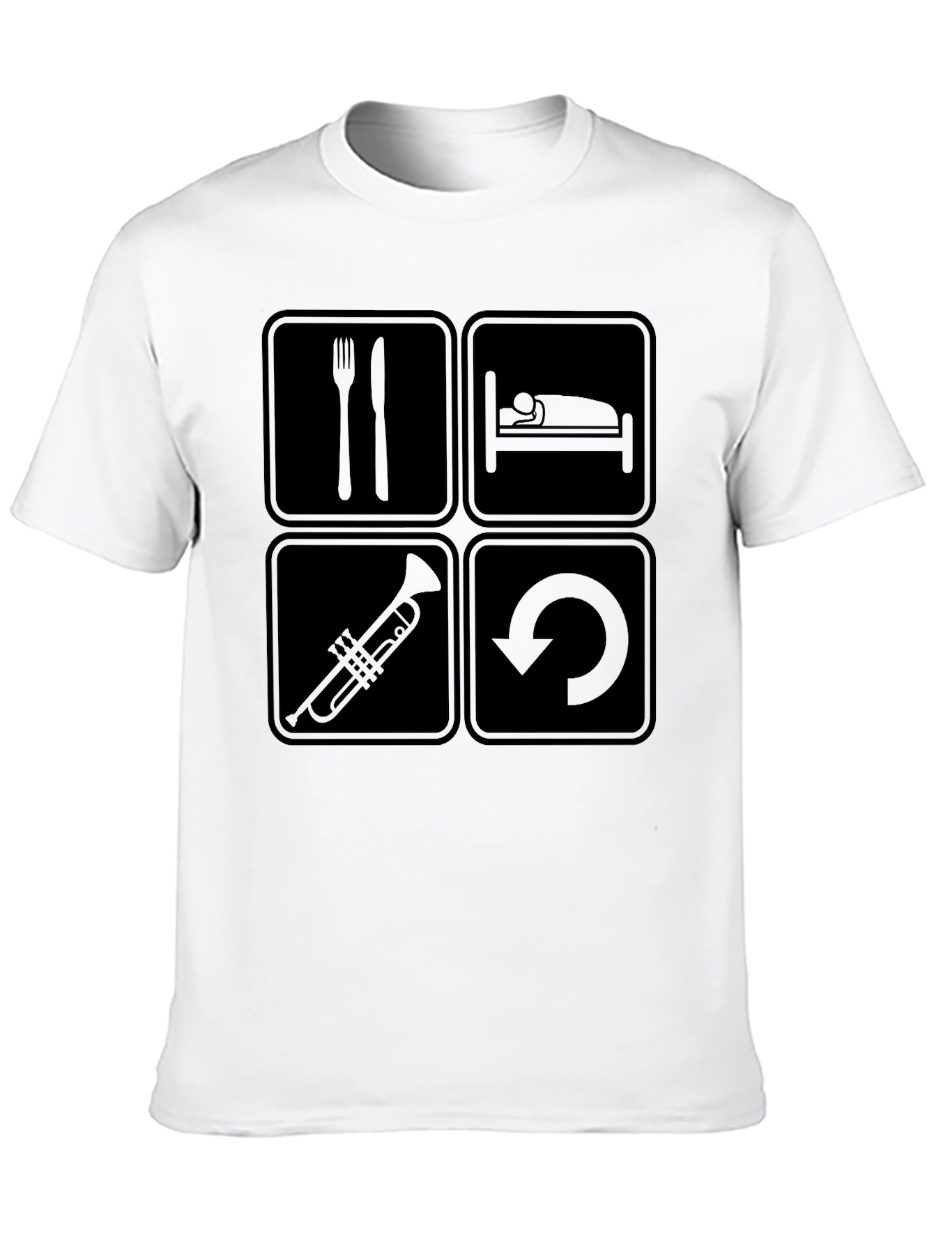 Eat Sleep Trumpet Repeat Black T-Shirt