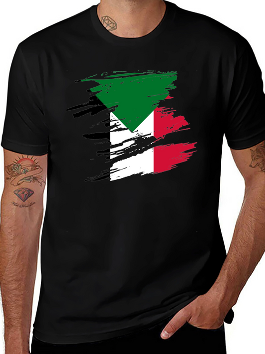 Kuwait Flag Brush Stroke Black T-Shirt
