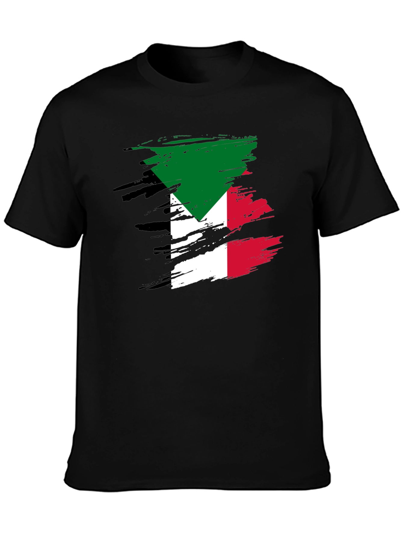 Kuwait Flag Brush Stroke Black T-Shirt