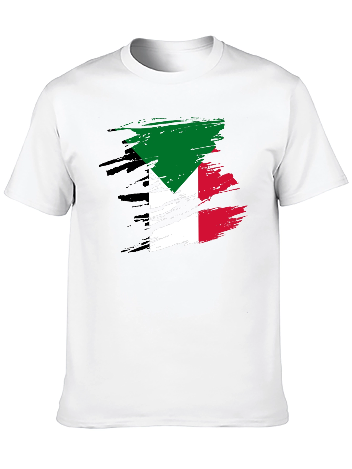Kuwait Flag Brush Stroke Black T-Shirt