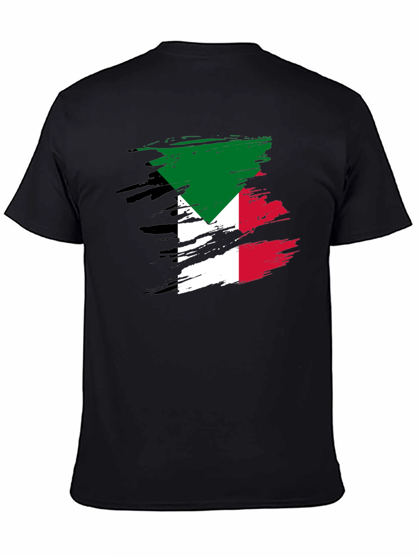Kuwait Flag Brush Stroke Black T-Shirt