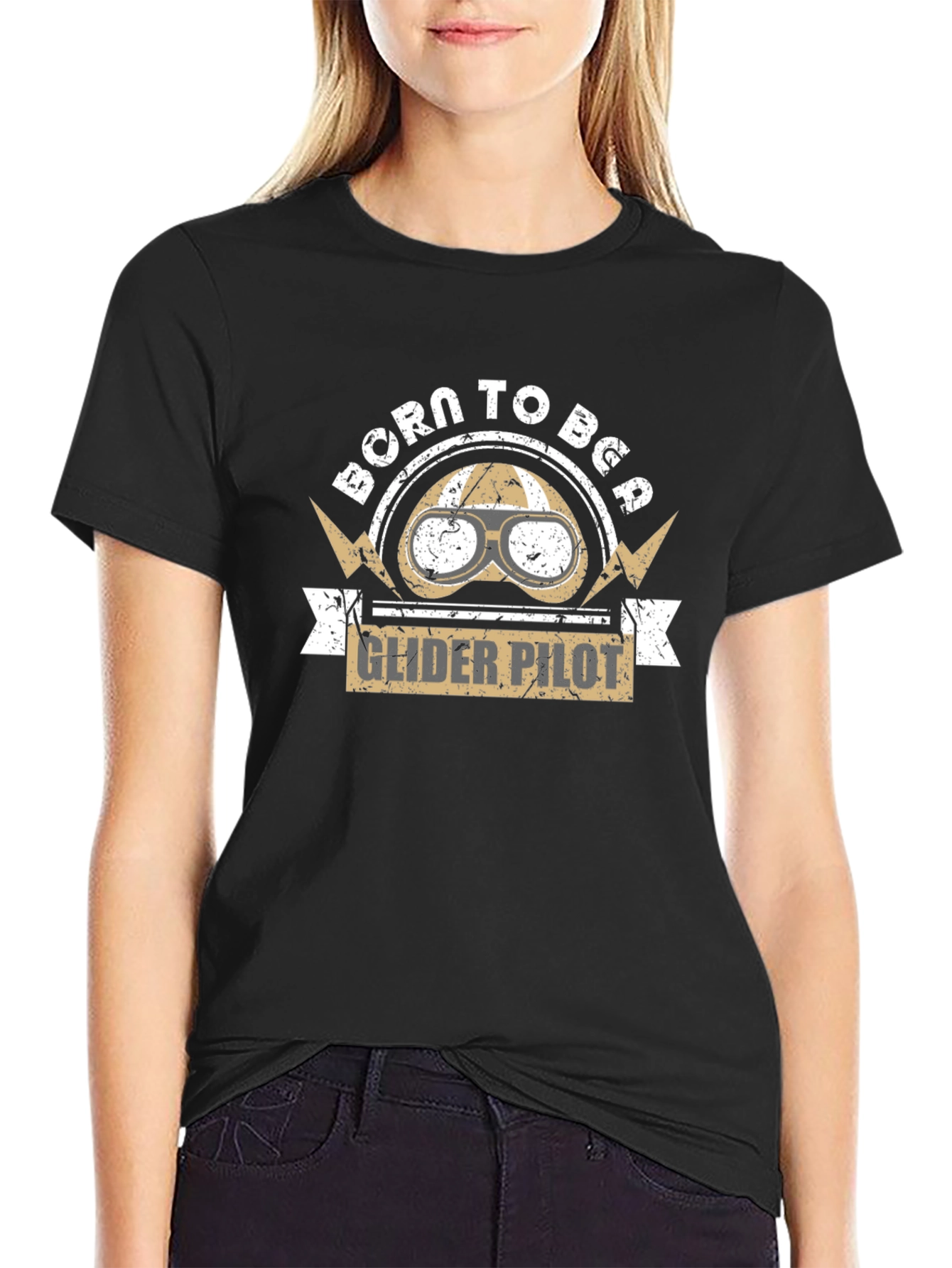 Born to Be Glider Pilot Black T-Shirt