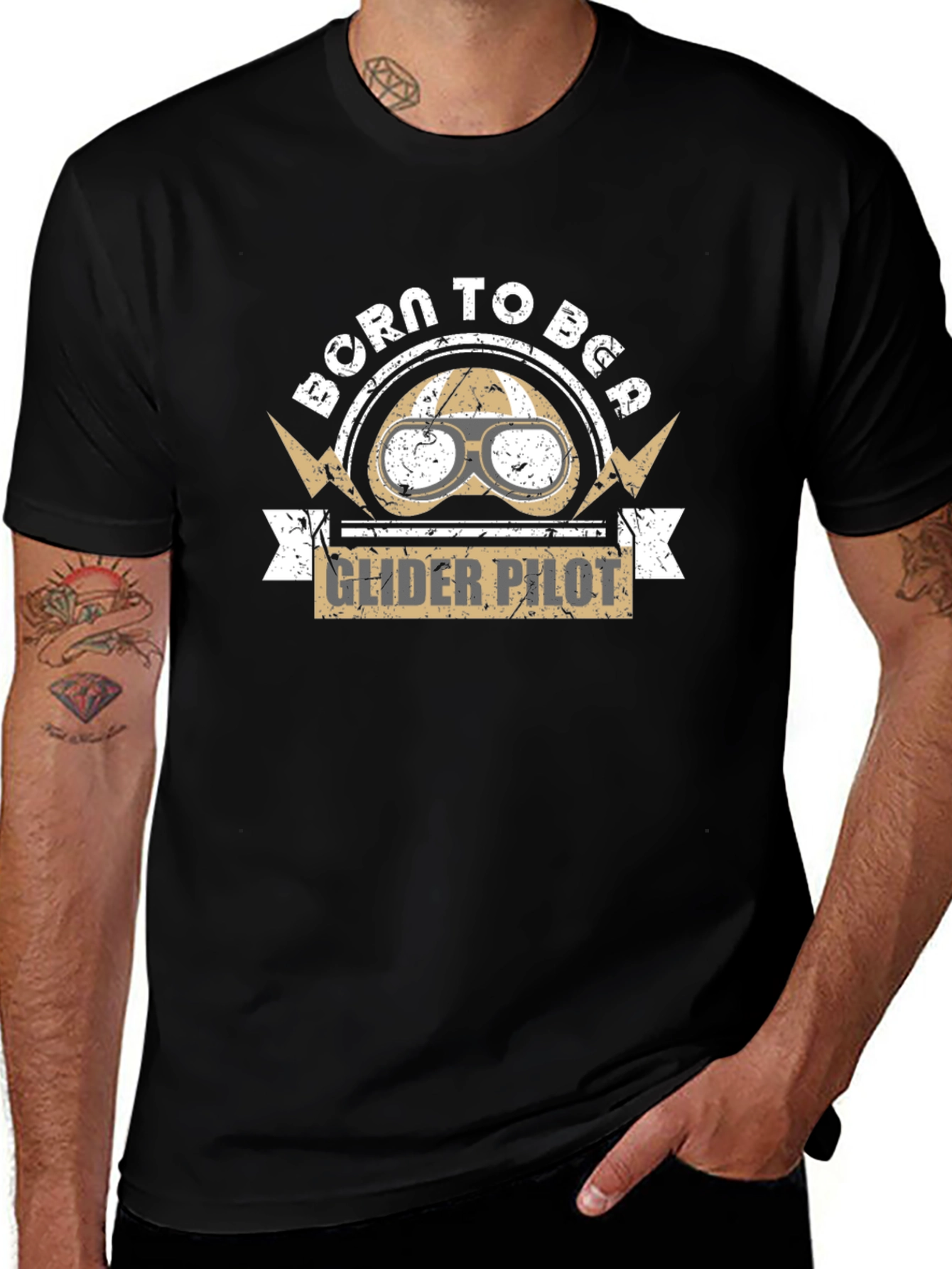 Born to Be Glider Pilot Black T-Shirt