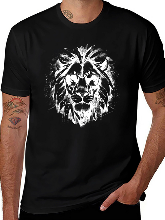 Cool Lion Graphic Tee - Black Crew Neck