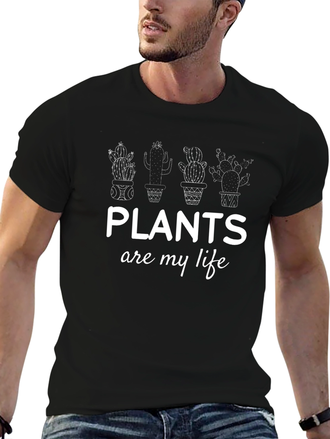 Plants Are My Life Graphic Tee - Cactus Design