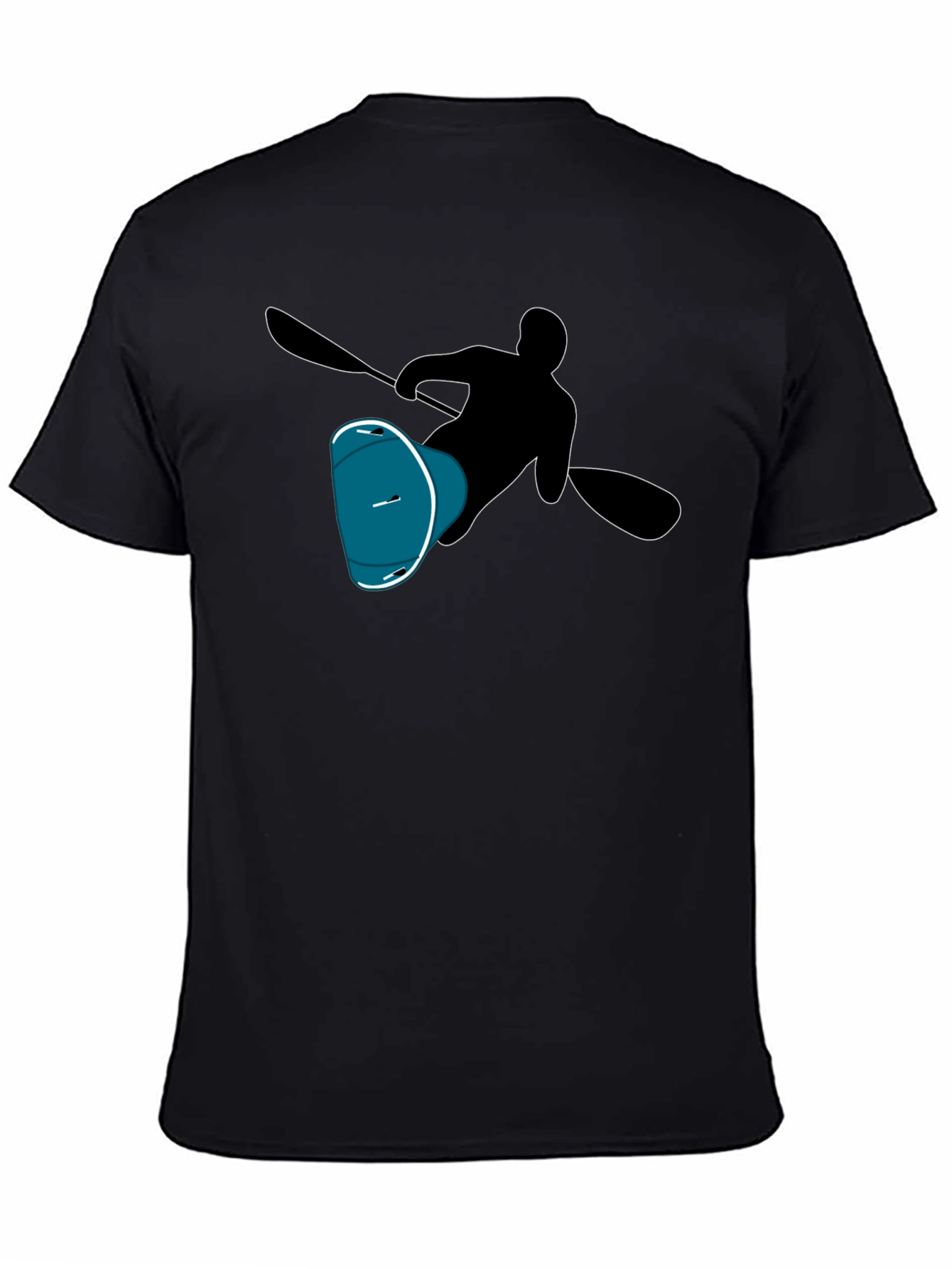 Kayaker Silhouette Tee - Black Cotton T-Shirt