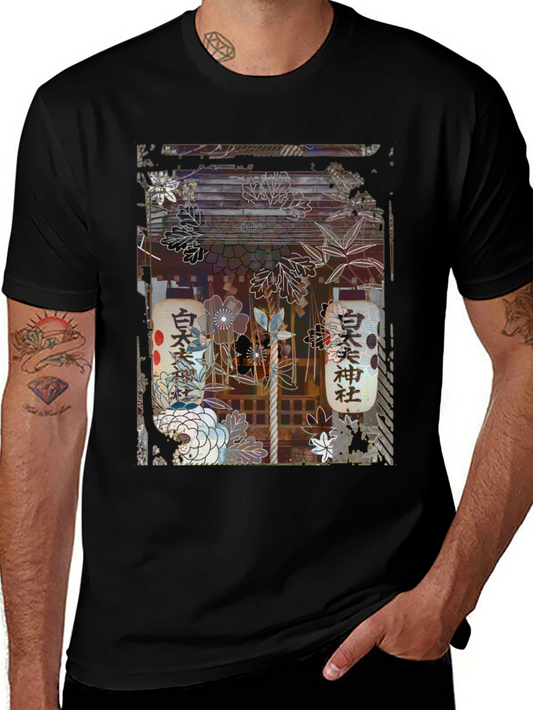 Japanese Shrine Graphic Tee - Unisex Black T-Shirt