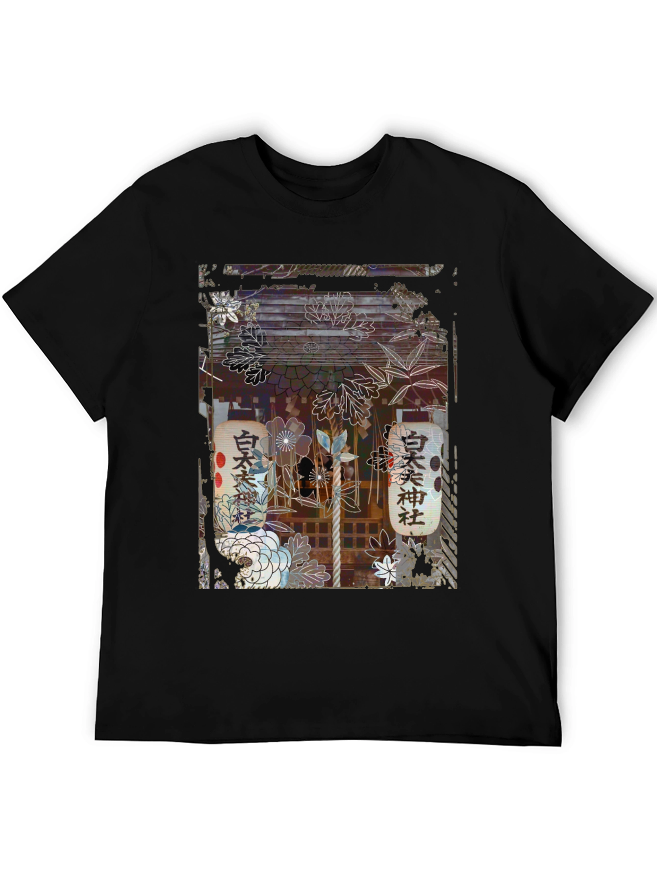 Japanese Shrine Graphic Tee - Unisex Black T-Shirt