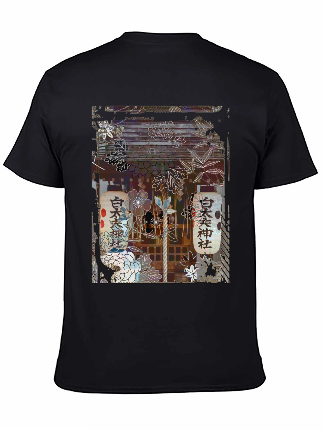 Japanese Shrine Graphic Tee - Unisex Black T-Shirt