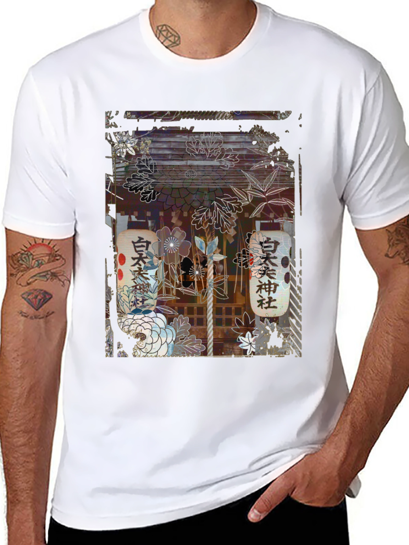 Japanese Shrine Graphic Tee - Unisex Black T-Shirt