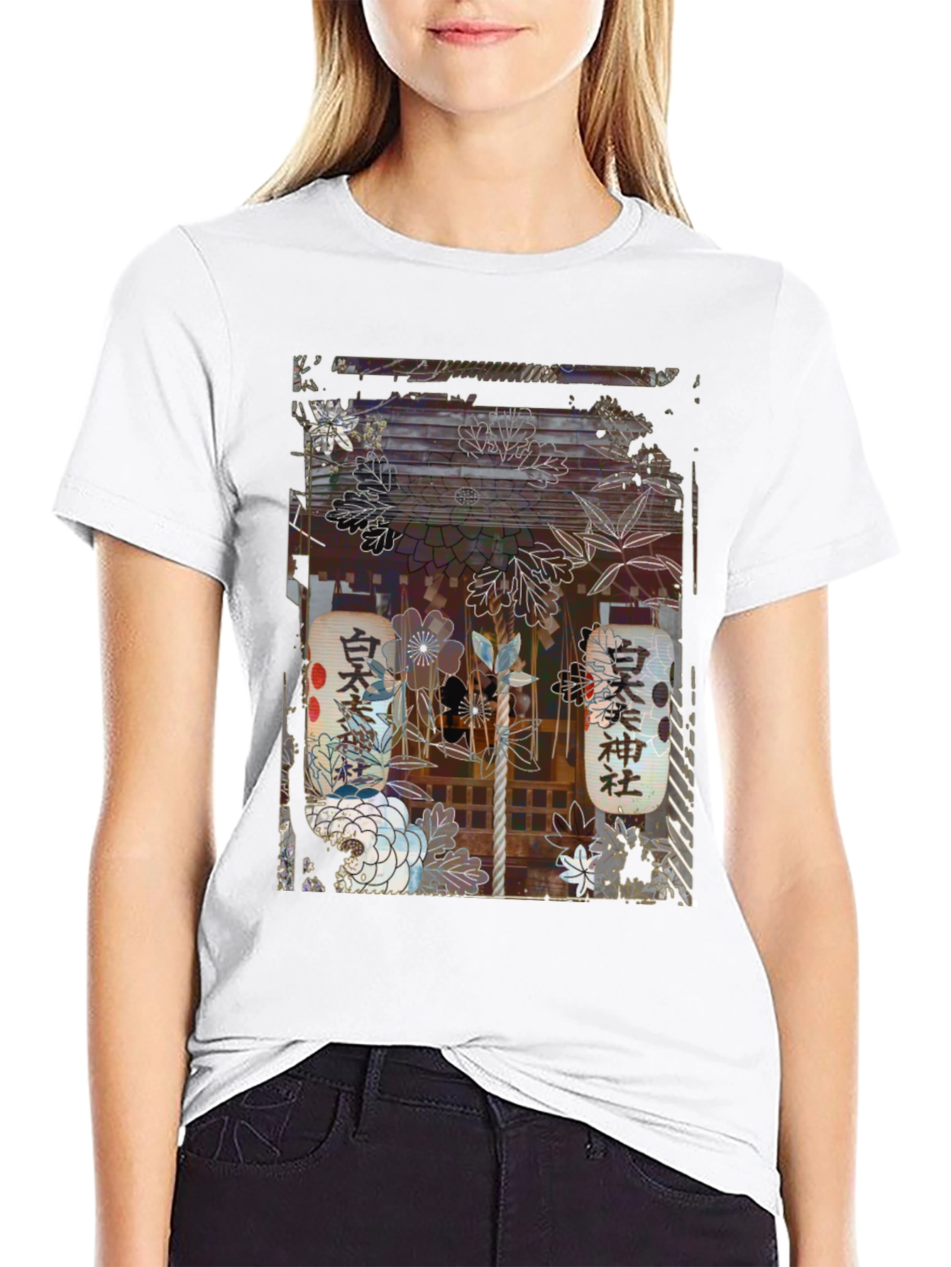 Japanese Shrine Graphic Tee - Unisex Black T-Shirt