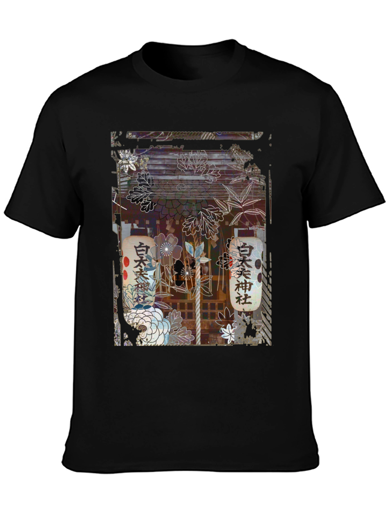 Japanese Shrine Graphic Tee - Unisex Black T-Shirt