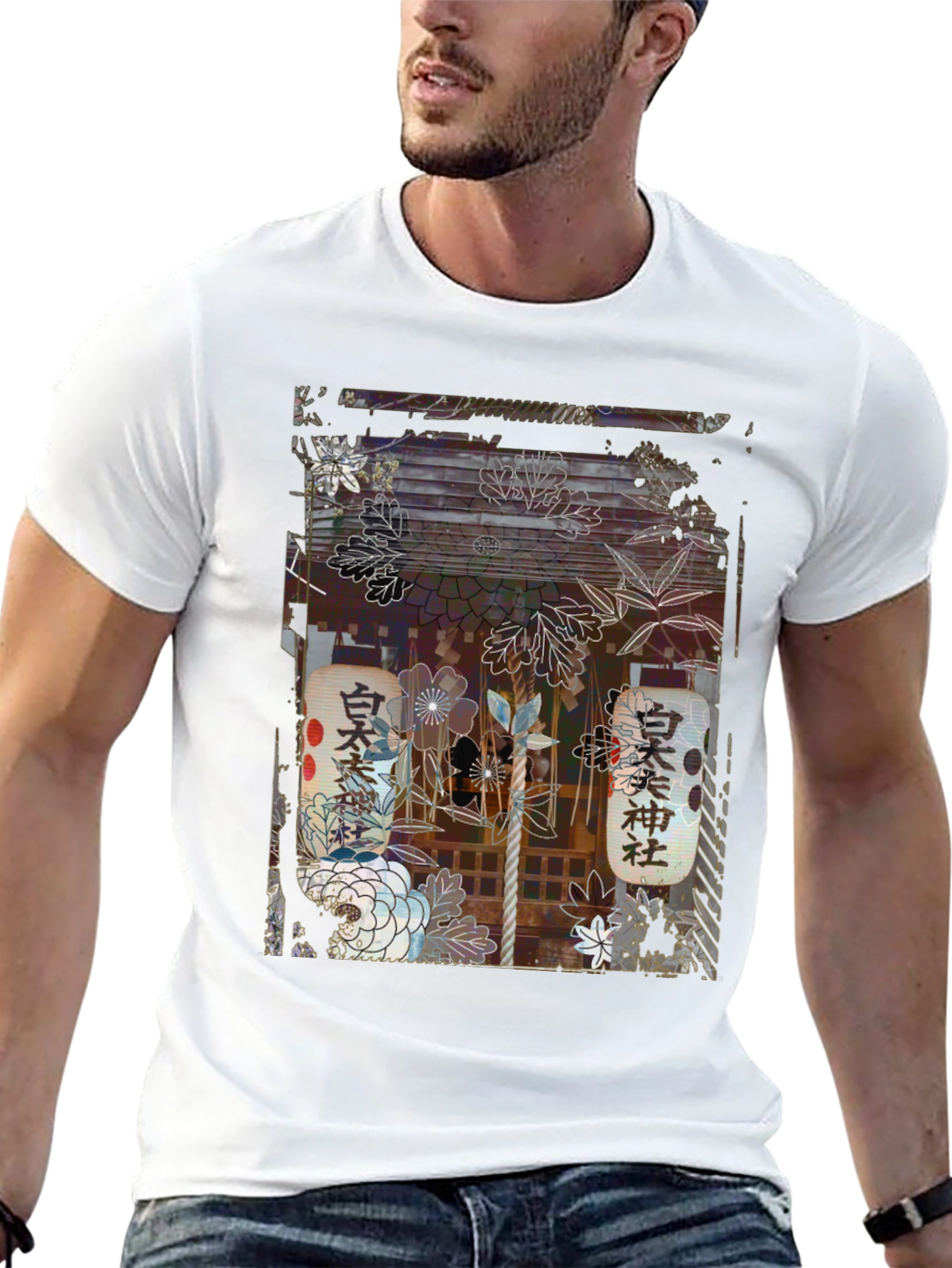 Japanese Shrine Graphic Tee - Unisex Black T-Shirt