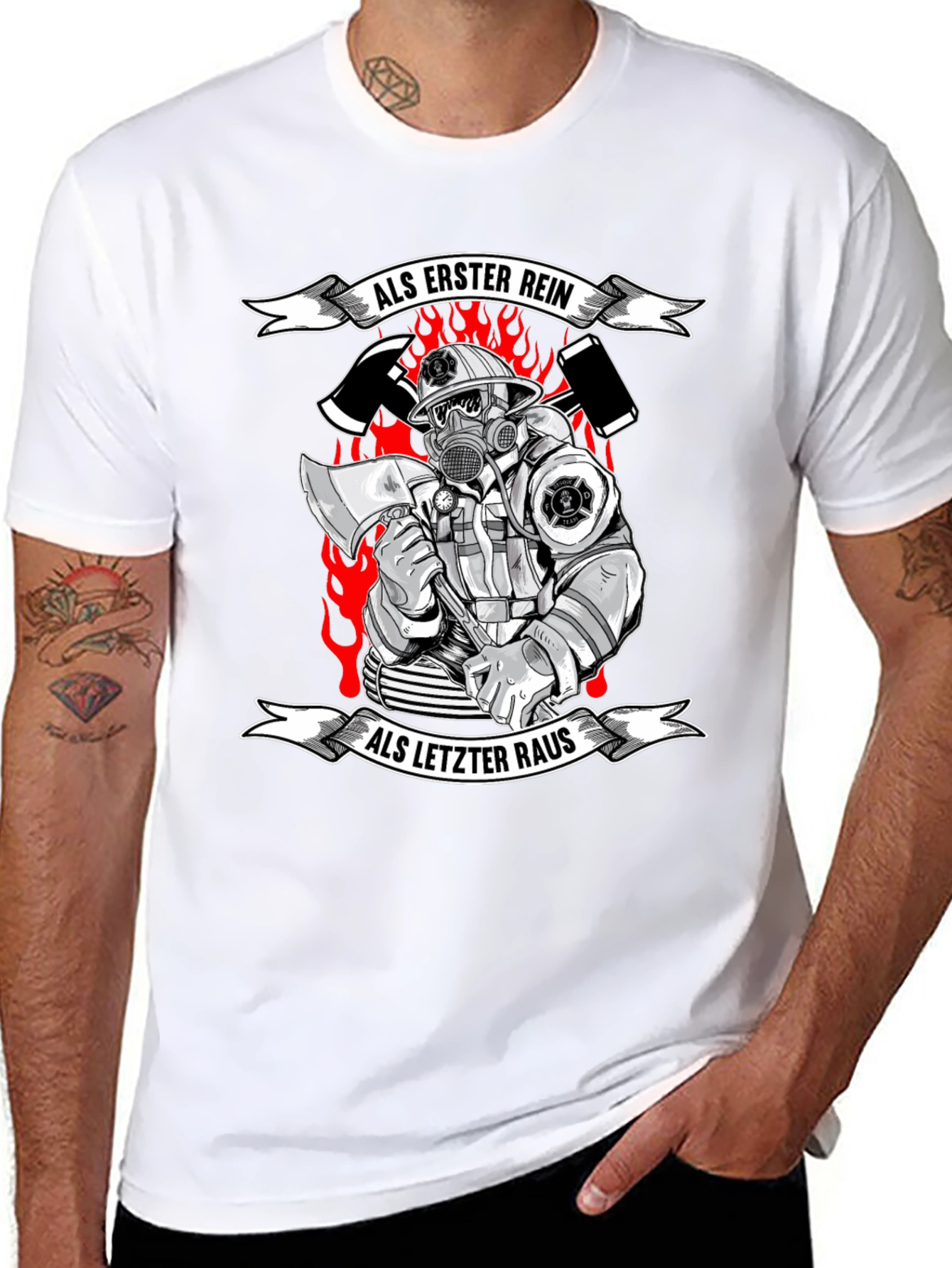 Firefighter T-Shirt - Als Erster Rein Als Letzter Raus