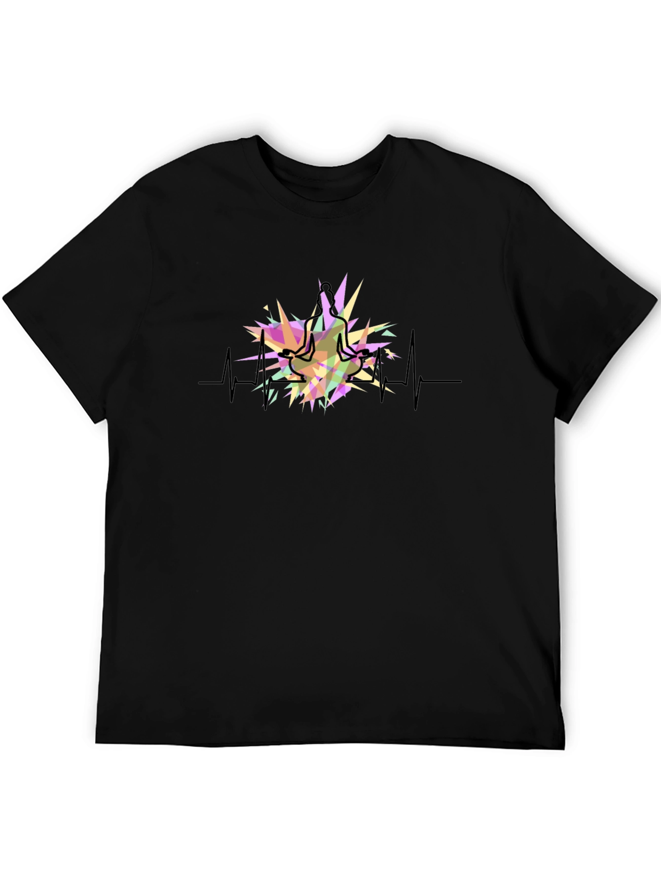 Yoga Heartbeat Graphic Black T-Shirt