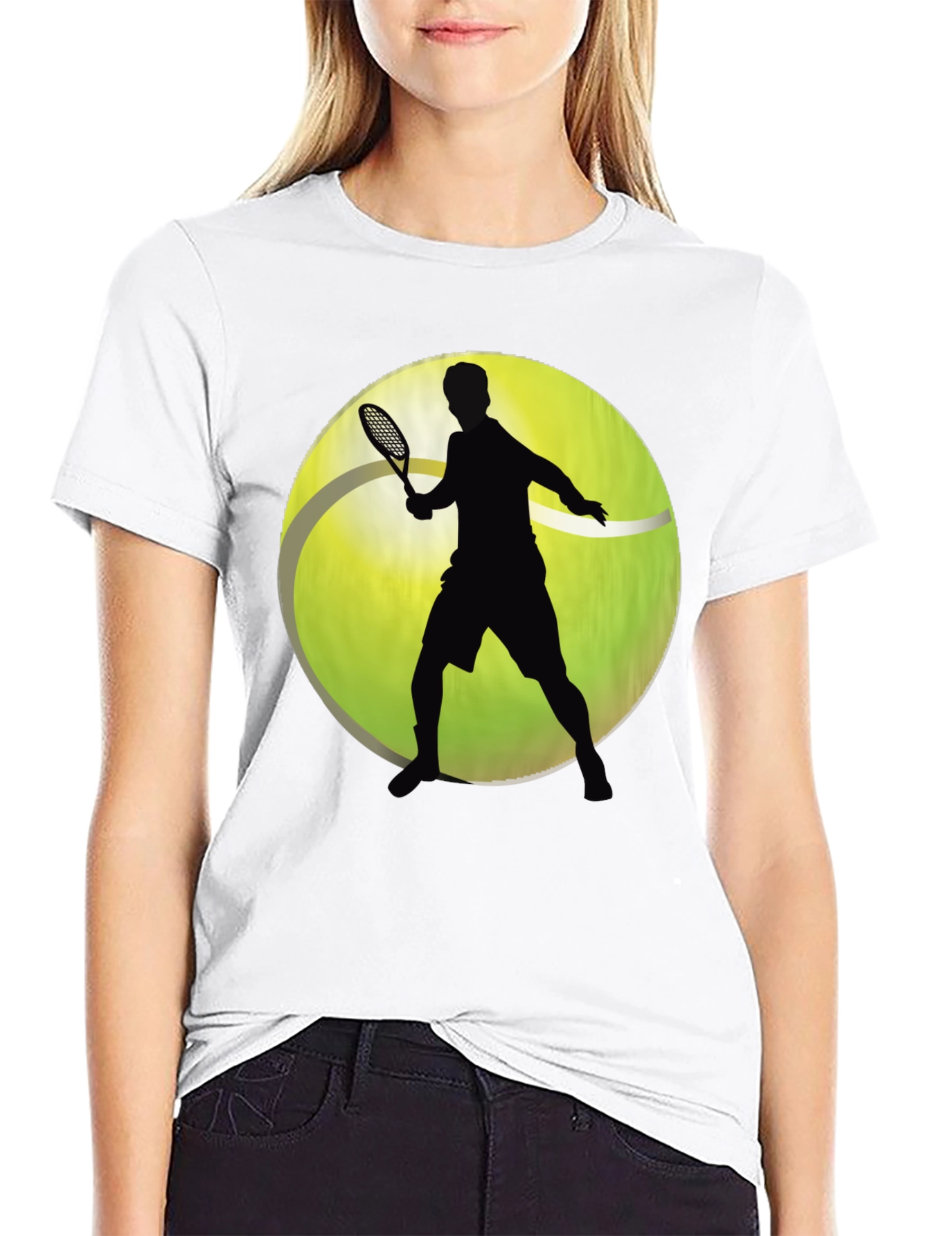 Tennis Player Graphic T-Shirt - Sporty Black Tee