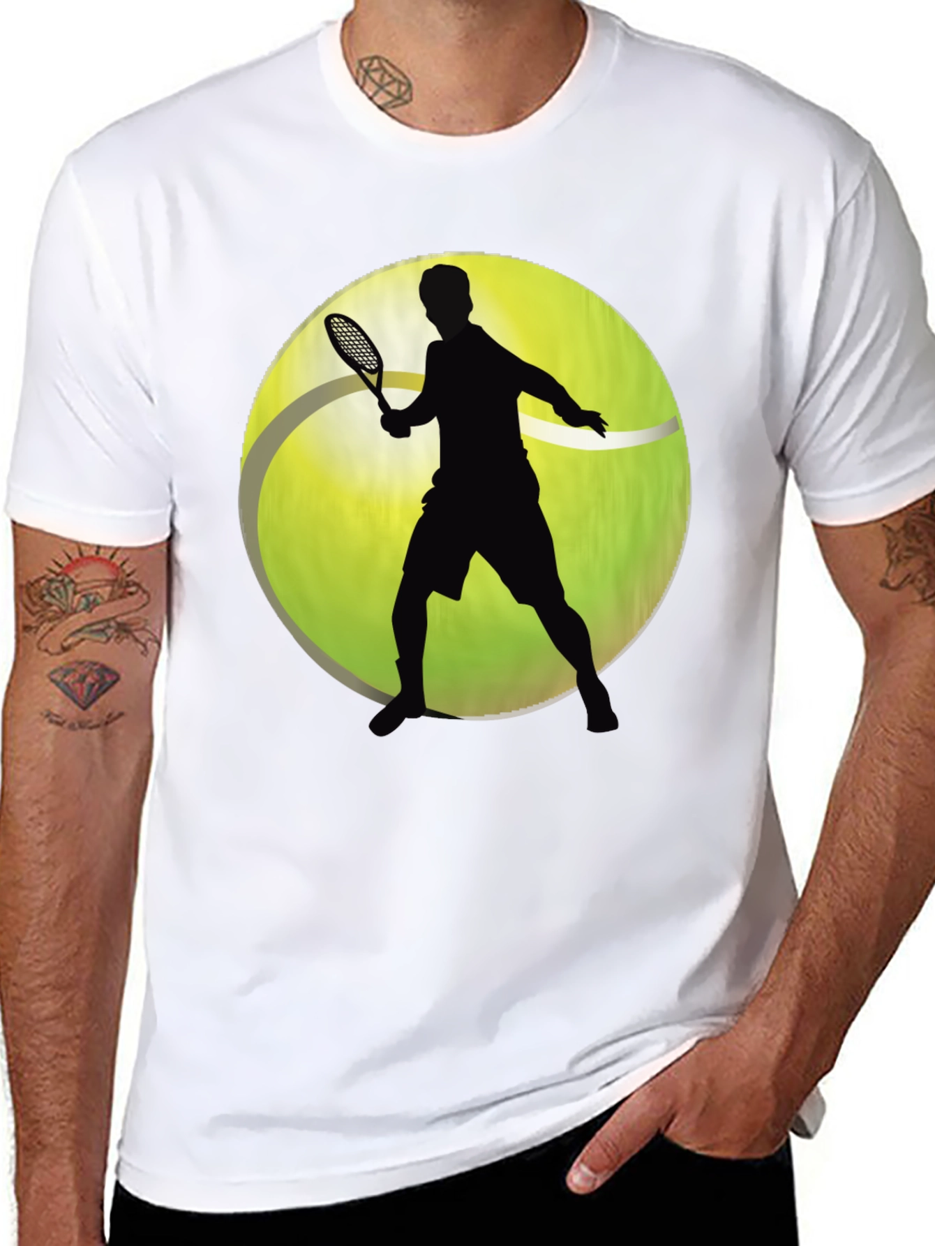 Tennis Player Graphic T-Shirt - Sporty Black Tee