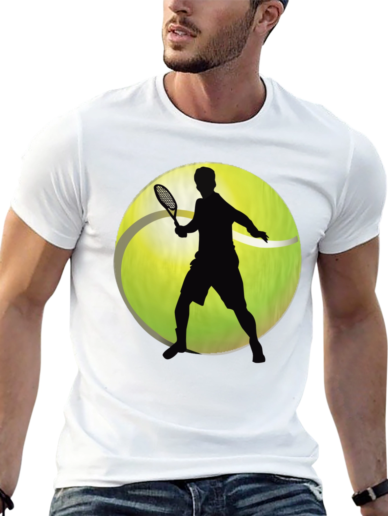 Tennis Player Graphic T-Shirt - Sporty Black Tee