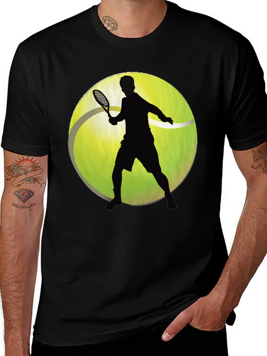 Tennis Player Graphic T-Shirt - Sporty Black Tee