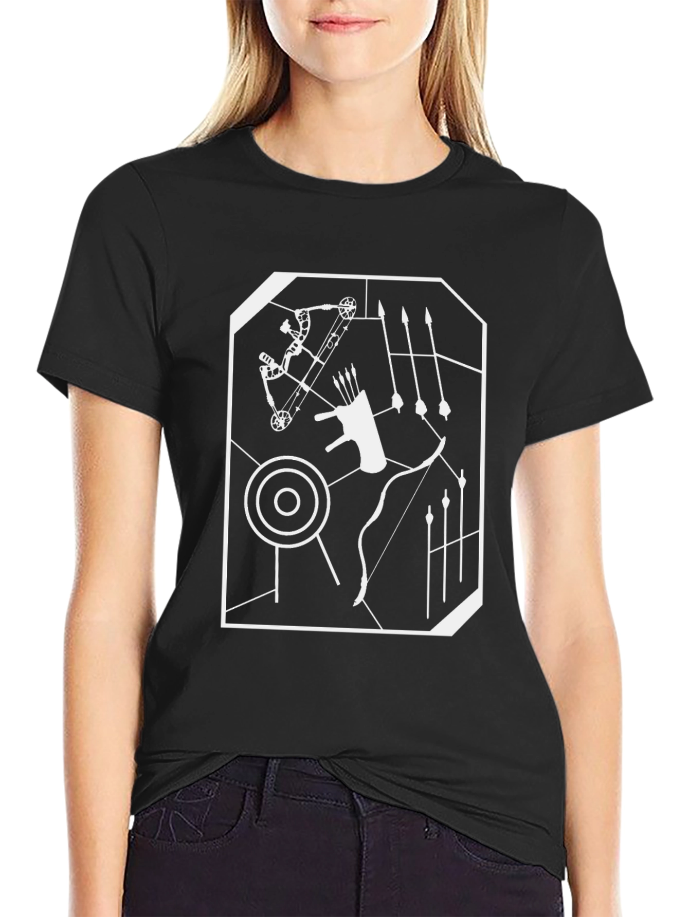Archery Print Black T-Shirt