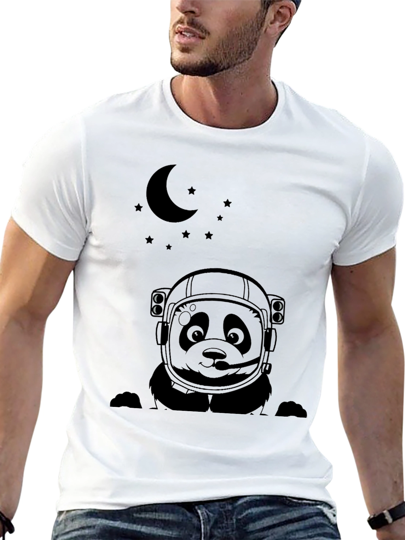 Astronaut Panda Graphic Tee - Black