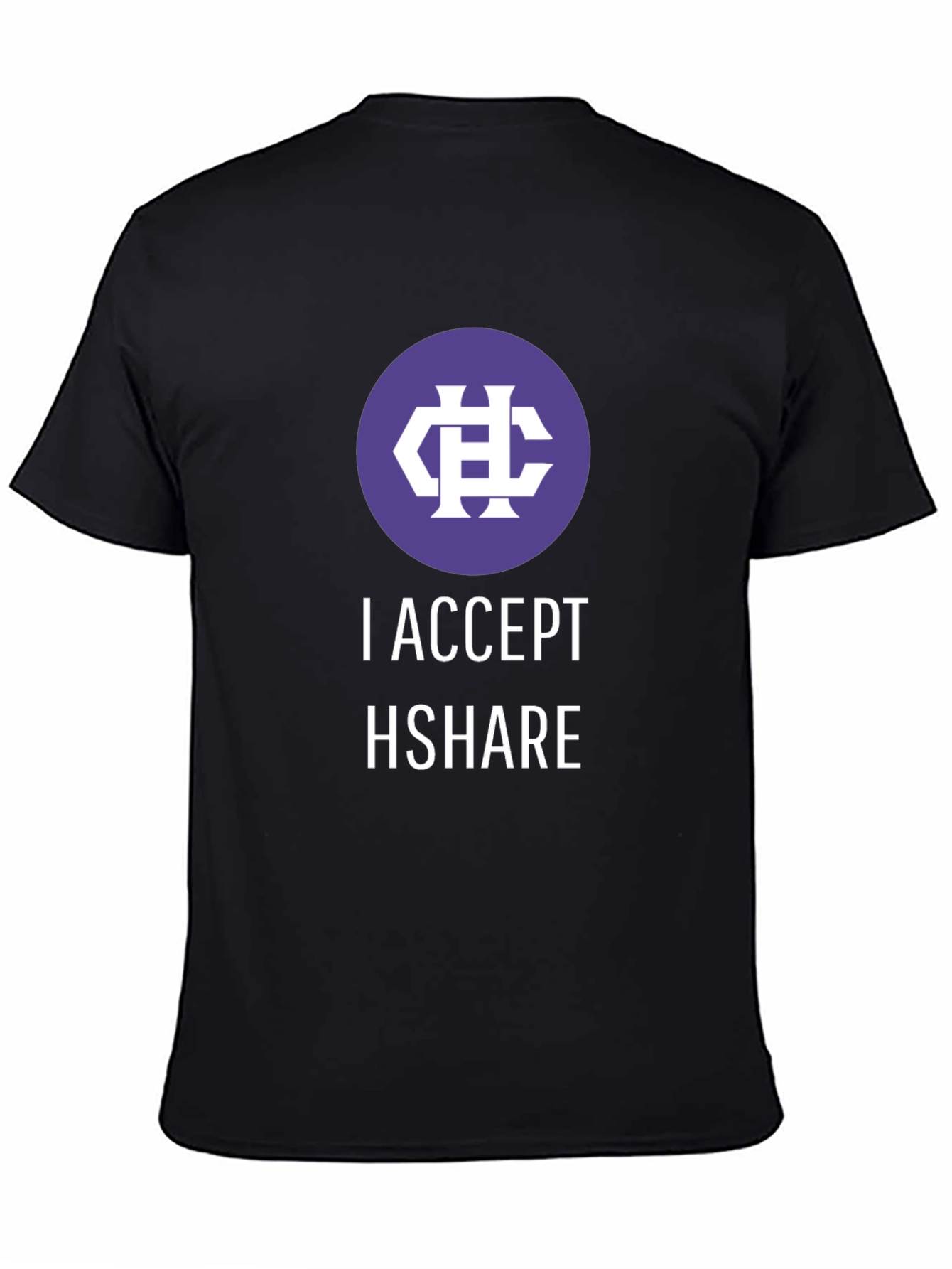 I Accept HShare Black T-Shirt - Crypto Currency