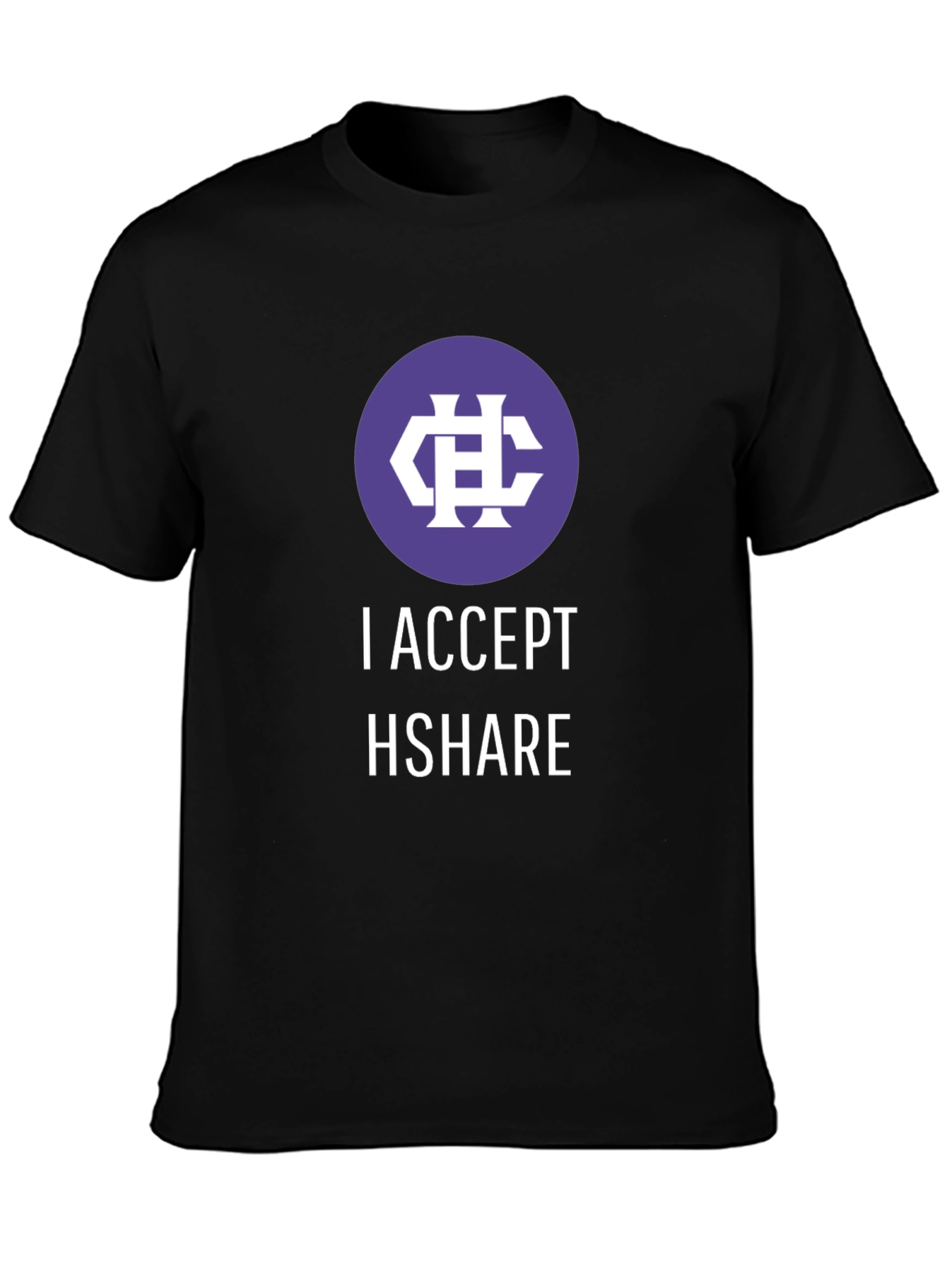I Accept HShare Black T-Shirt - Crypto Currency