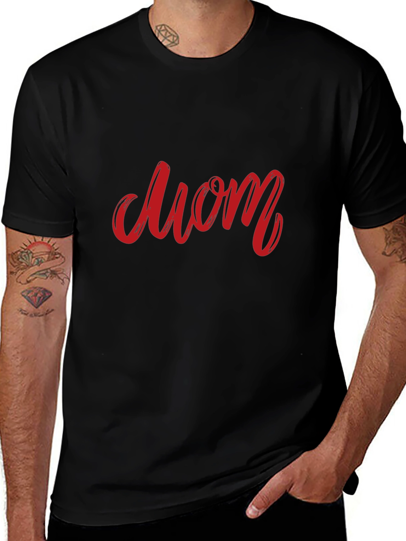 Red Mom Graphic Black T-Shirt