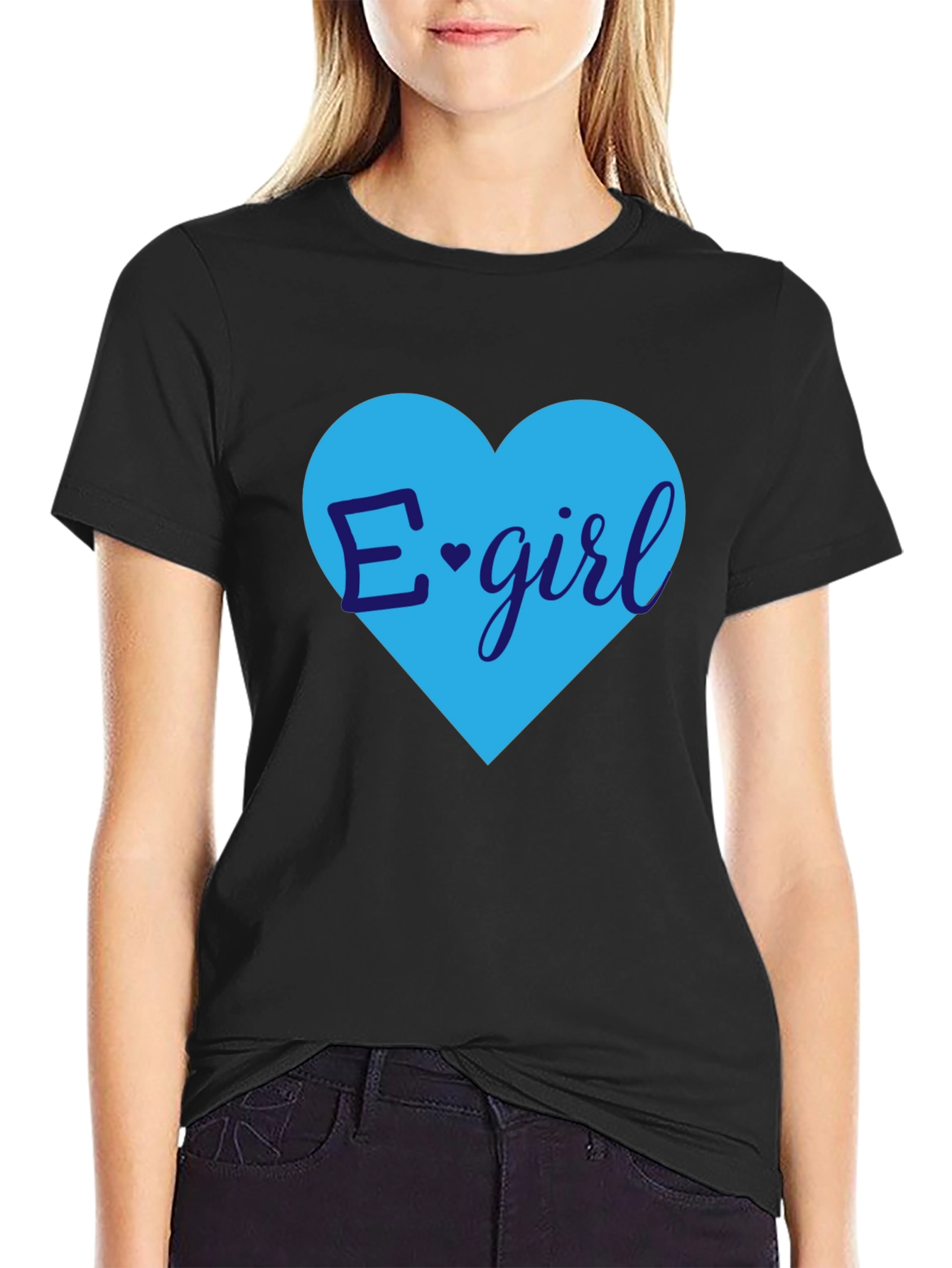 E-Girl Heart Graphic Tee - Trendy Casual Top