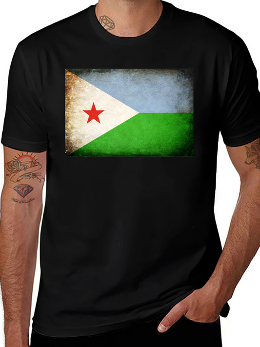 Djibouti Flag T-Shirt - Black Crew Neck Tee